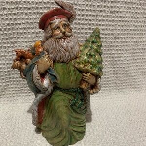 Vintage Old World Santa Ceramic Hand Painted 10" Christmas Figure Tree Presents